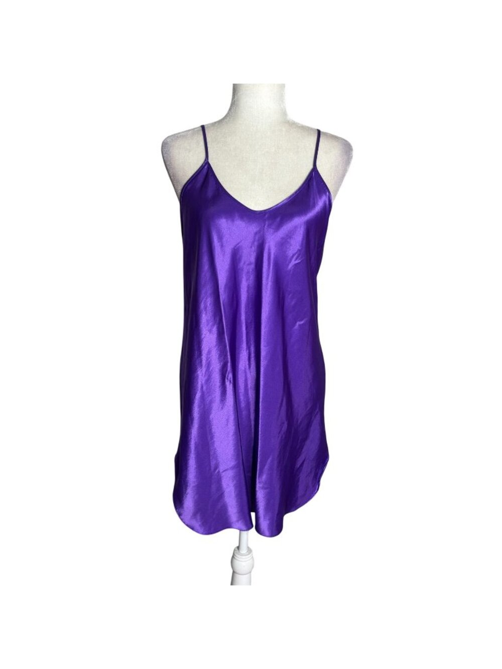 Vintage 90s LA Intimate Satin Chemise Nightgown Large Purple Lingerie Sleeveless